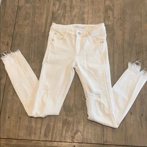 White fringe jeans